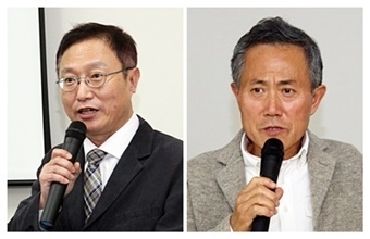 왼쪽부터 서울지부 이상복 회장과 연자로 나선 자연치아아끼기운동본부 나성식 회장