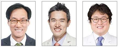 왼쪽부터 한성호, 권택가, 박창주 교수