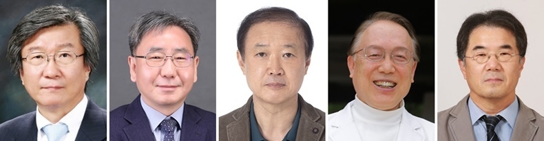 좌로부터 김현덕 교수, 남순현 교수, 유원재 교수, 이상호 교수, 이종호 교수
