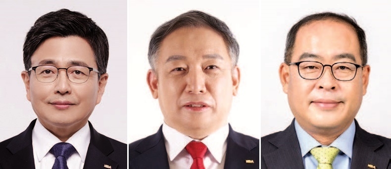 사진 왼쪽부터 제32대 치협 회장단 선거에 출마했던 김민겸, 장재완, 최치원 회장후보 