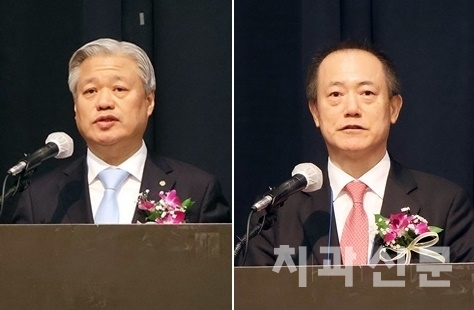 치협 대의원총회 우종윤 의장(사진 좌)과 치협 박태근 회장(사진 우)