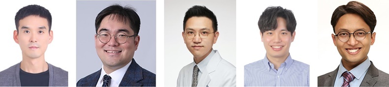 (왼쪽부터) 연세대학교 화공생명공학과 홍진기 교수, 연세치대 최성환 교수, 연세치대 차재국 교수, 연세대 화공생명공학과 최우진 박사과정생 (공동 1저자), 연세대치대 만갈 박사(공동 1저자).