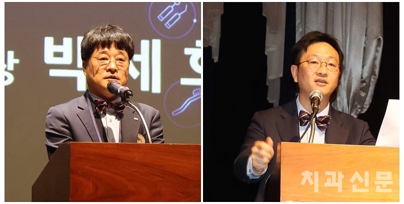 대구광역시치과의사회 박세호 회장(좌)과 국립치의학연구원 대구유치위원회 이원혁 위원장(우)
