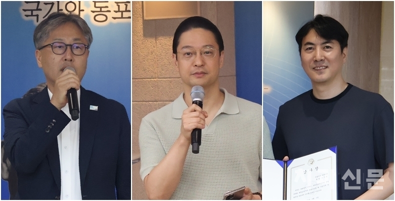 (좌측부터) 병원경영개선지원특별위원회 함동선 위원장, 동작구치과의사회 이태희 회장, 나기원 원장(예스미르치과)