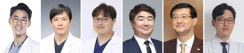좌로부터 백장현 원장, 허윤혁 교수, 유현상 원장, 배정인 원장, 김욱 원장, 박민주 원장