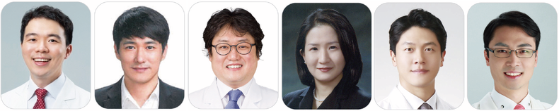 (좌측부터) 구정귀 교수, 김재영 교수, 박창주 교수, 배아란 교수, 박진영 교수, 조영진 원장
