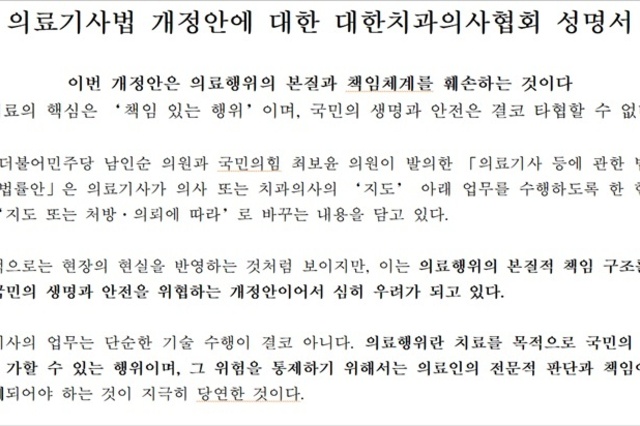 치협·지부장협, 의료기사법 개정안 반대 성명